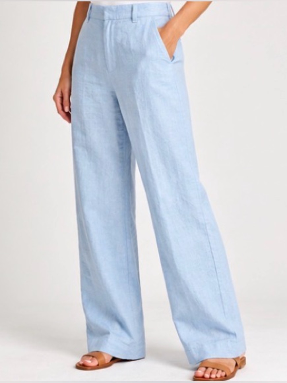 The A&F Linen Collection Light Blue Linen Wide-Leg Pants Sz 29 Coastal Classic
